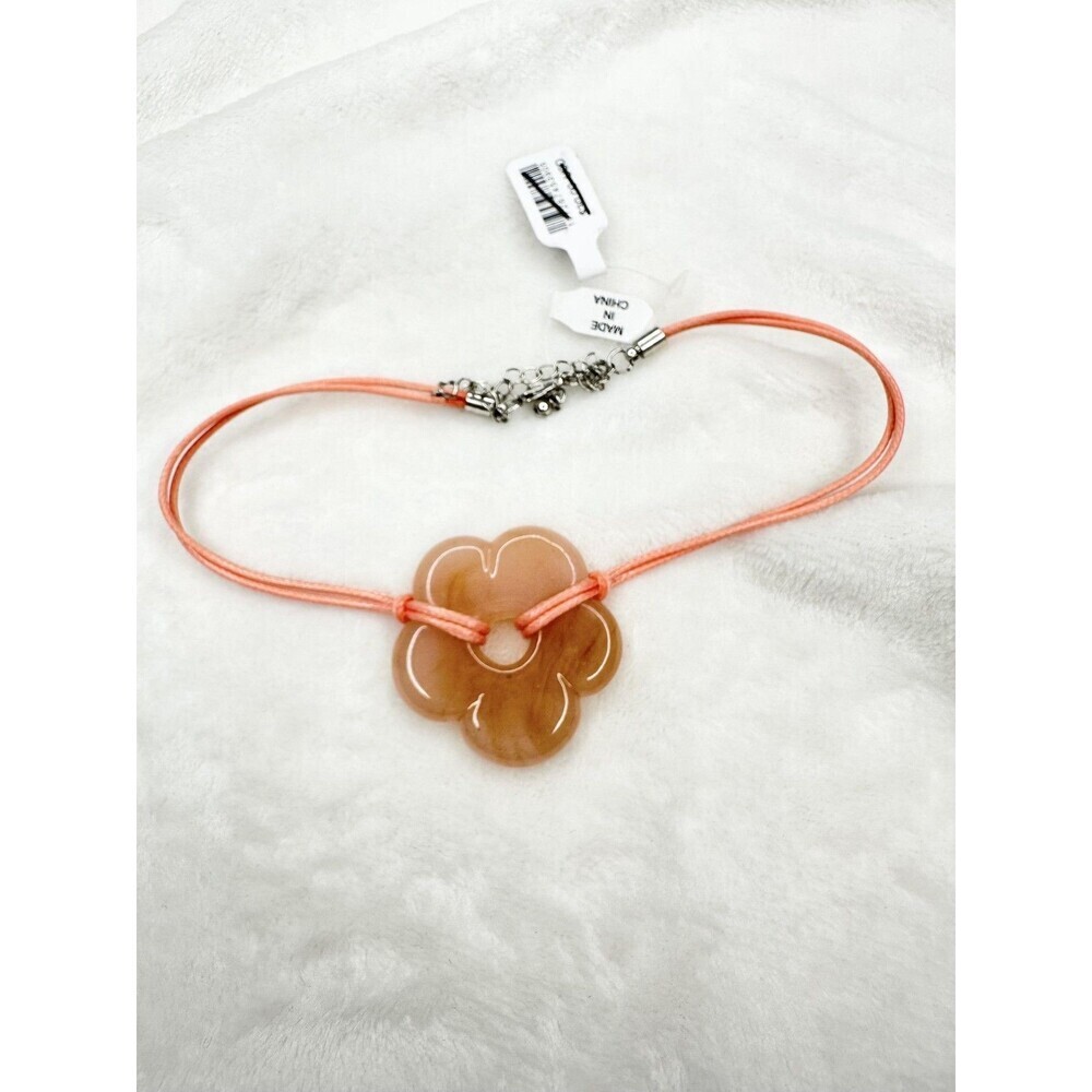 NEW Free People Baby Flower Cord Choker Pink Necklace Stone Bohemian Retro 70s